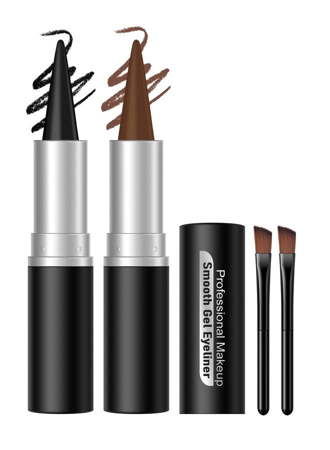 كيدا كحل جل من كيدا بلونين: أسود وبني، كريم كحل أسود طبيعي للنساء الأكبر سنًا، كحل مطفي للعين مع فرشاة، ظلال عيون دخانية مقاومة للماء والتلطخ، قلم مكياج عيون متعدد الاستخدامات - Image 1